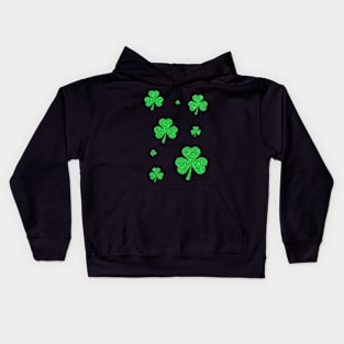 St Patricks Day, 3 Leaf Bright Green Faux Glitter Clovers Kids Hoodie